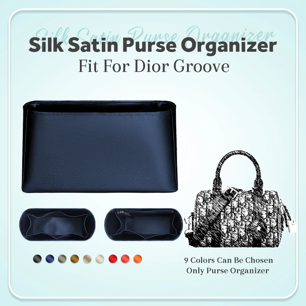 

Silk Satin Purse Organizer Insert, Inner Liner Bag Organizer Insert Fit for Dior Groove Handbag Small Inside Storage Bag Insert