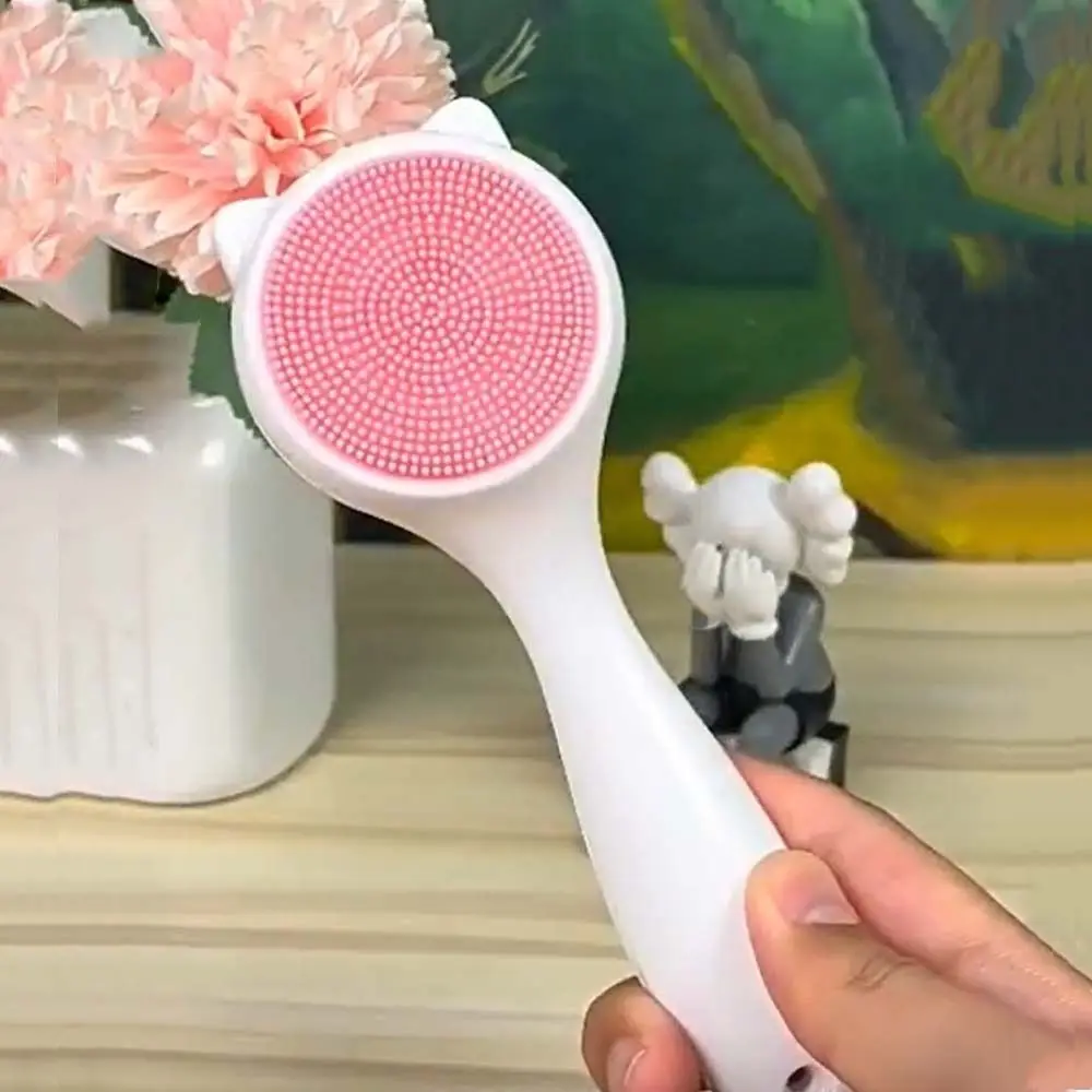 Brosse pour le visage en silicone et gel de pton, épurateur facial, doux, en forme d'oreille de chat, expansive, soins de la peau, livres