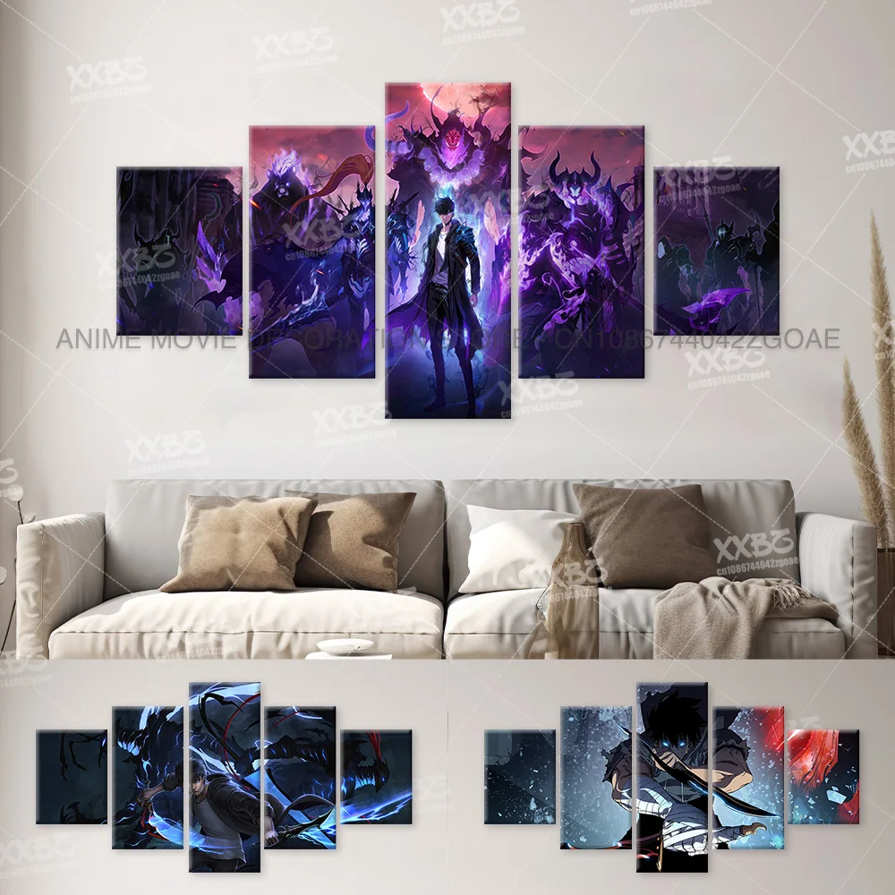 5Pcs Solo Leveling Posters Aleks Le Anime Painting No Frame Home Decoration Justin Briner Wall Art Sung Jin-Woo Canvas Picture