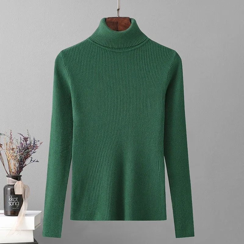 Winter Skinny Elastic Basic Turtleneck Black Sweater Women  Knit Pullover Sweater Female Autumn Korean Warm Soft Pullovers Full