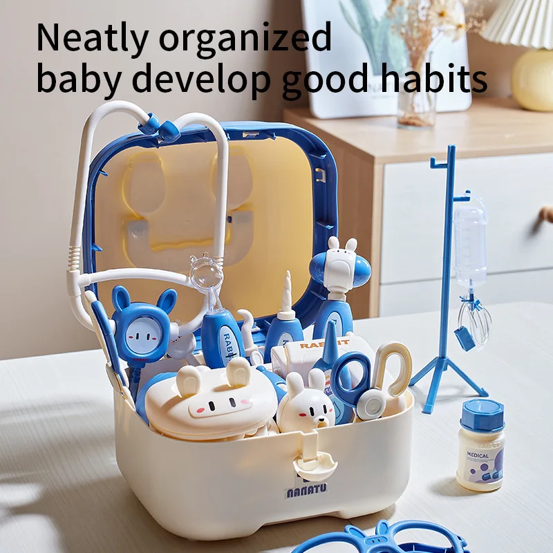 Nana Rabbit-equipo médico y conjunto familiar para niños, estetoscopio de inyección de enfermera, juego interactivo para interiores, regalo de juguete para bebés