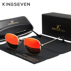 KINGSEVEN 2023 klasik yansıtıcı güneş gözlüğü erkekler altıgen Retro güneş gözlüğü paslanmaz çelik gözlük Oculos Gafas De Sol Shades