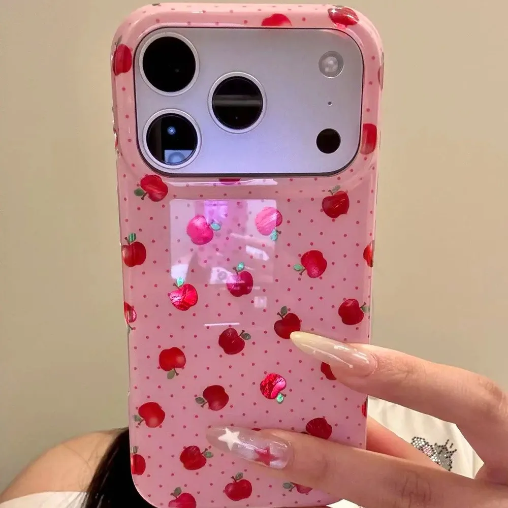 Funda Protectora para Teléfono con Diseño de Frutas Rojas y Puntos, Suave, para iPhone 17 16 15 14 13 12 11 Pro Max 16e X XR XS Max 7 8 Plus, Resistente a Impactos