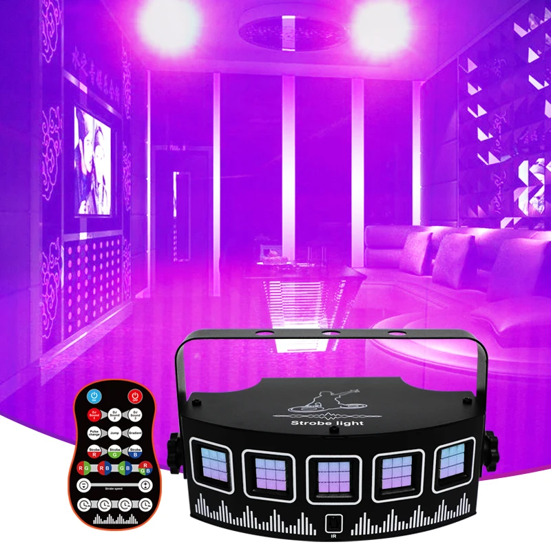 HCWE USB Sector LED luci da palcoscenico lampeggianti miste luci da discoteca attivate dal suono remoto per feste di Festival luci luce UV per