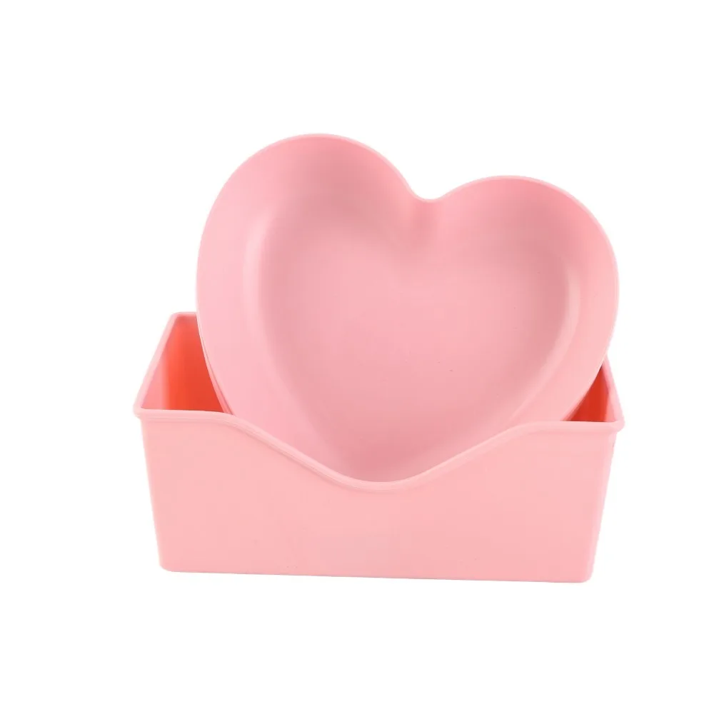 10Pcs Easy Wipe Resin Fruit Tray Smooth Heart Shaped Outline Decor Tray Light Weight Raised Edge Serving Platter Home