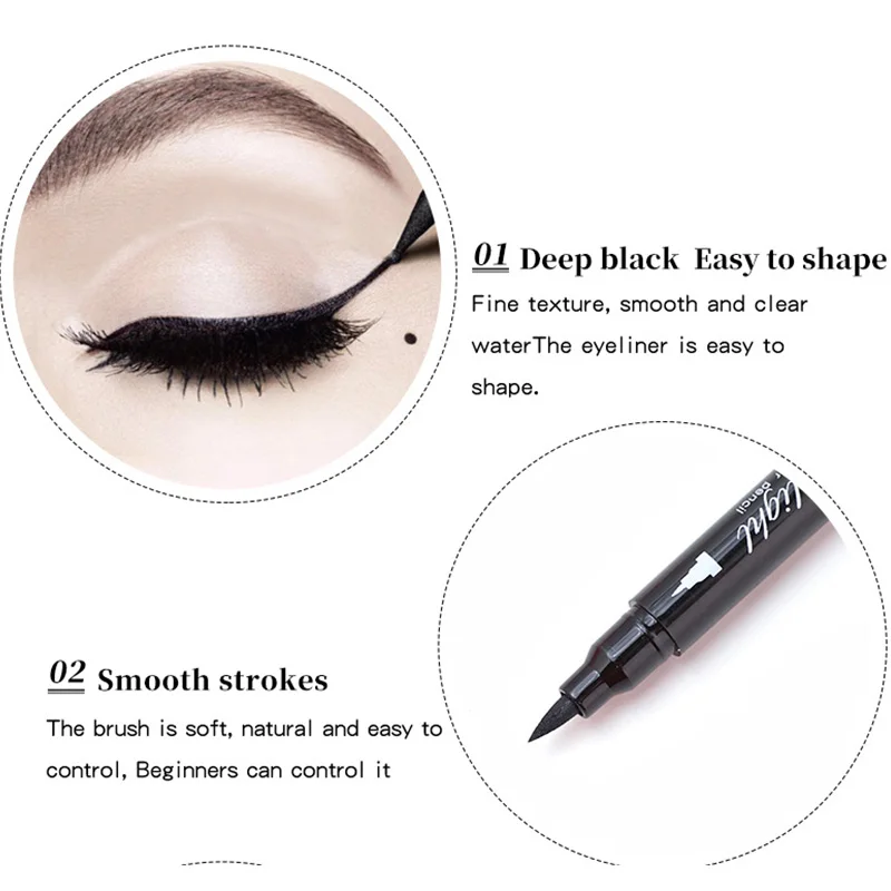 Double Head Triangle Star Heart Smile Liquid Eyeliner Pen Black Red Stamp Makeup Seal Eyeliner Pencil Waterproof Cosmetic