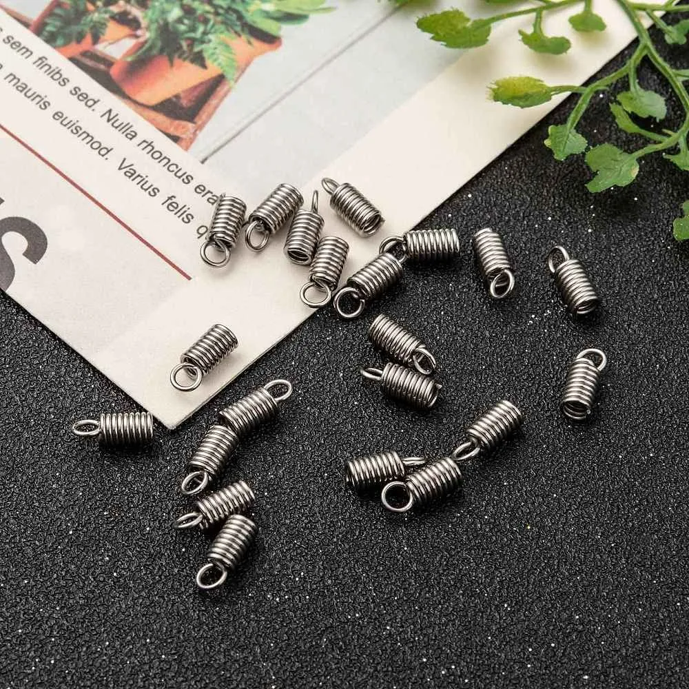 50pcs Tarnish Resistant 304 Stainless Steel Terminators Cord Coil 10x4mm Hole: 2.5mm