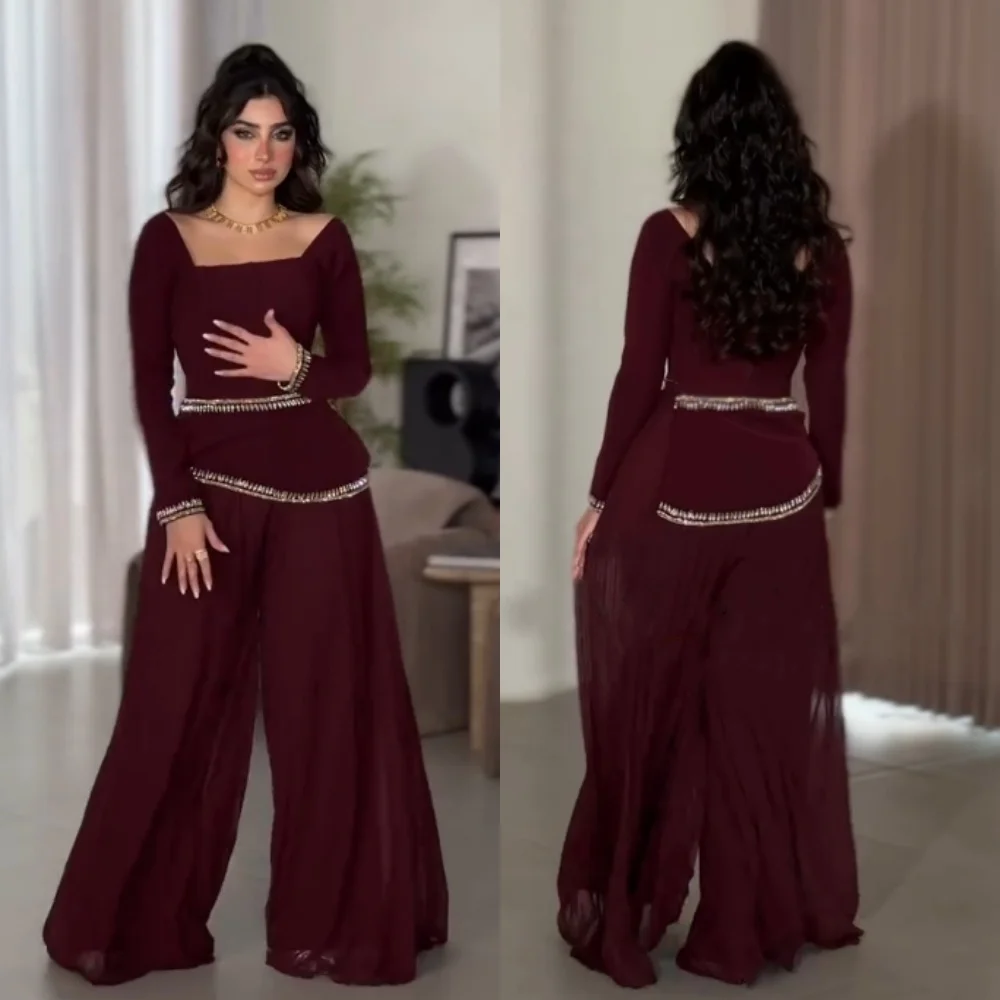 

Customized Chiffon Sparkle Square Neck Bespoke Occasion Dresses Women's Evening Elegant Party Wedding High Quality Charming