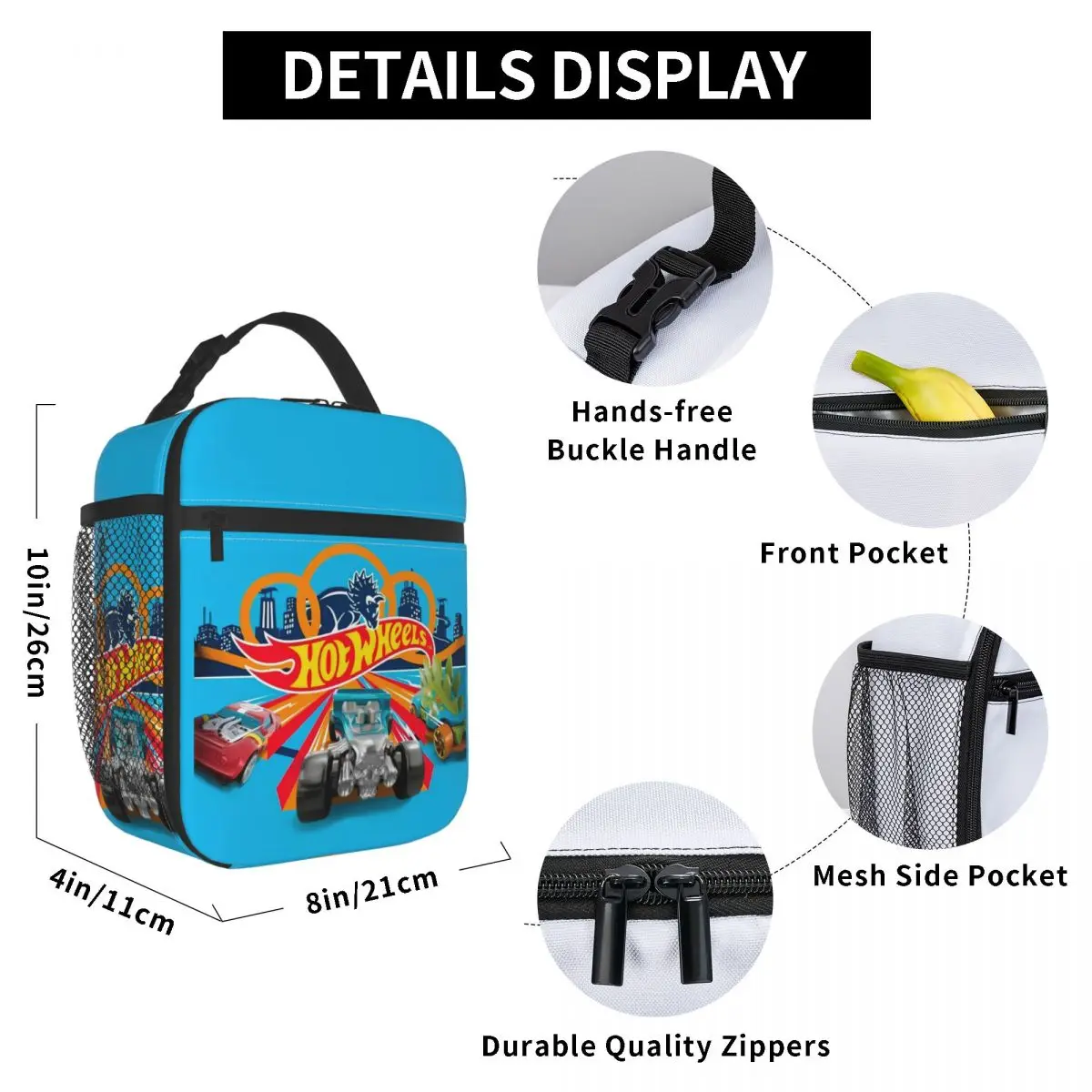 Aangepaste Hot-Wheels schaalmodel auto's lunchtas heren dames koeler thermisch geïsoleerde lunchboxen voor kinderen school
