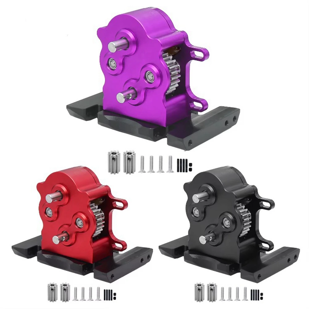 Aluminum Dual Transmission Dig Overdrive Gearbox for 1/10 RC Crawler Car LCG SCX10 Upgrade Parts Red