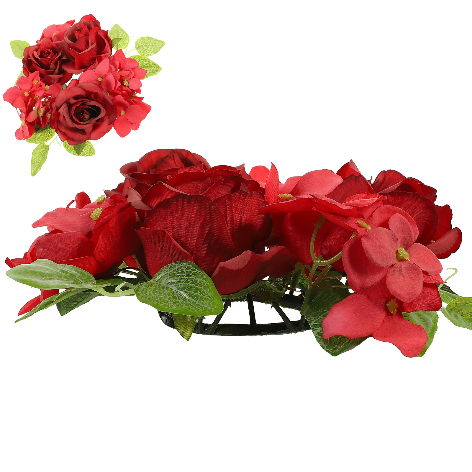 

Ring Simulation Rose Hydrangea Flower Wreath Decorative Table Ornament Wedding Centerpiece Table Ornament