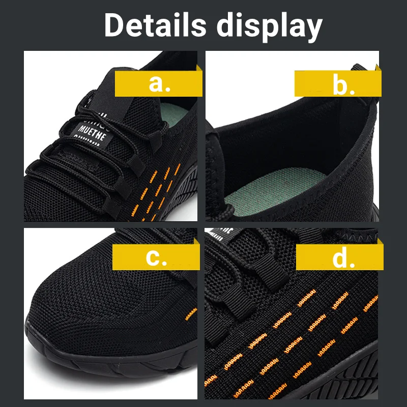 Safety Shoes Anti-Smashing Steel Toe Puncture Proof Insole Work Construction Lightweight Breathable Fabric Men Women Sneakers