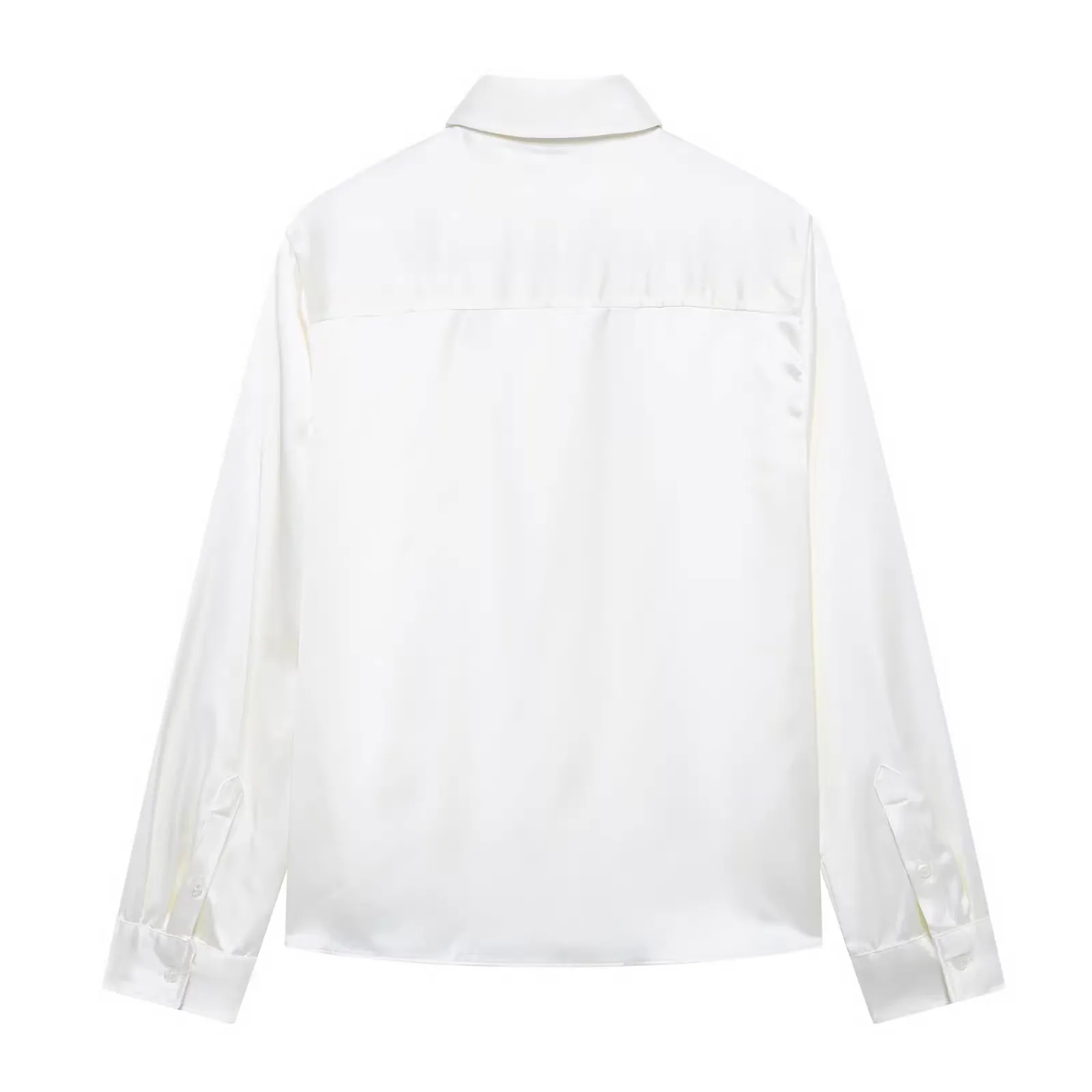 Women's silk texture shirt spring new casual commuting retro workplace style wine red party shirt