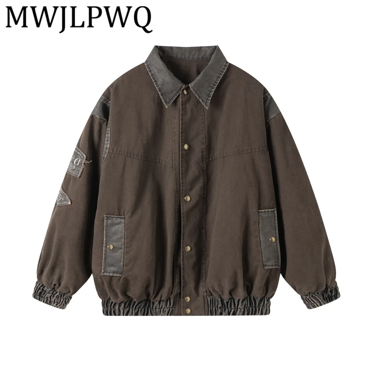 

MWJLPWQ Мужская винтажная куртка с вышивкой в американском стиле в стиле батик, уличные топы унисекс с лацканами, мужские топы 2021, весна-осень 21405