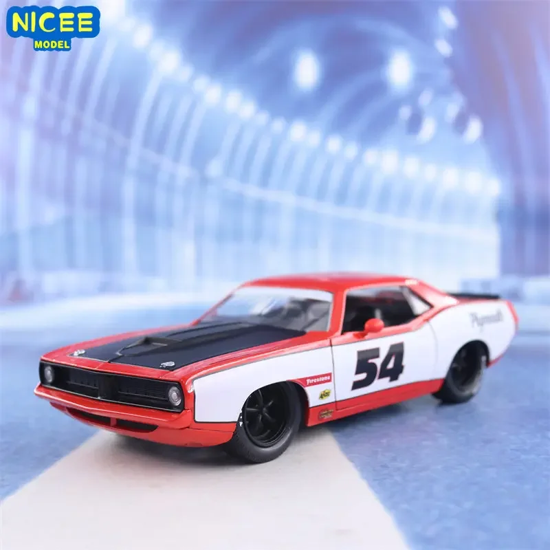 1:24 1973 Plymouth Barracuda High Simulation Diecast Car Metal Alloy Model Car Children\'s toys collection gifts J290