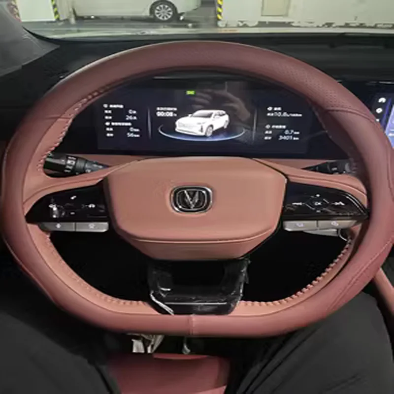 For Changan CS75 PLUS CS55 CS35 UNIT EADO Universal Car Steering Wheel Cover D-type Interior Car Accessories Genuine Leather