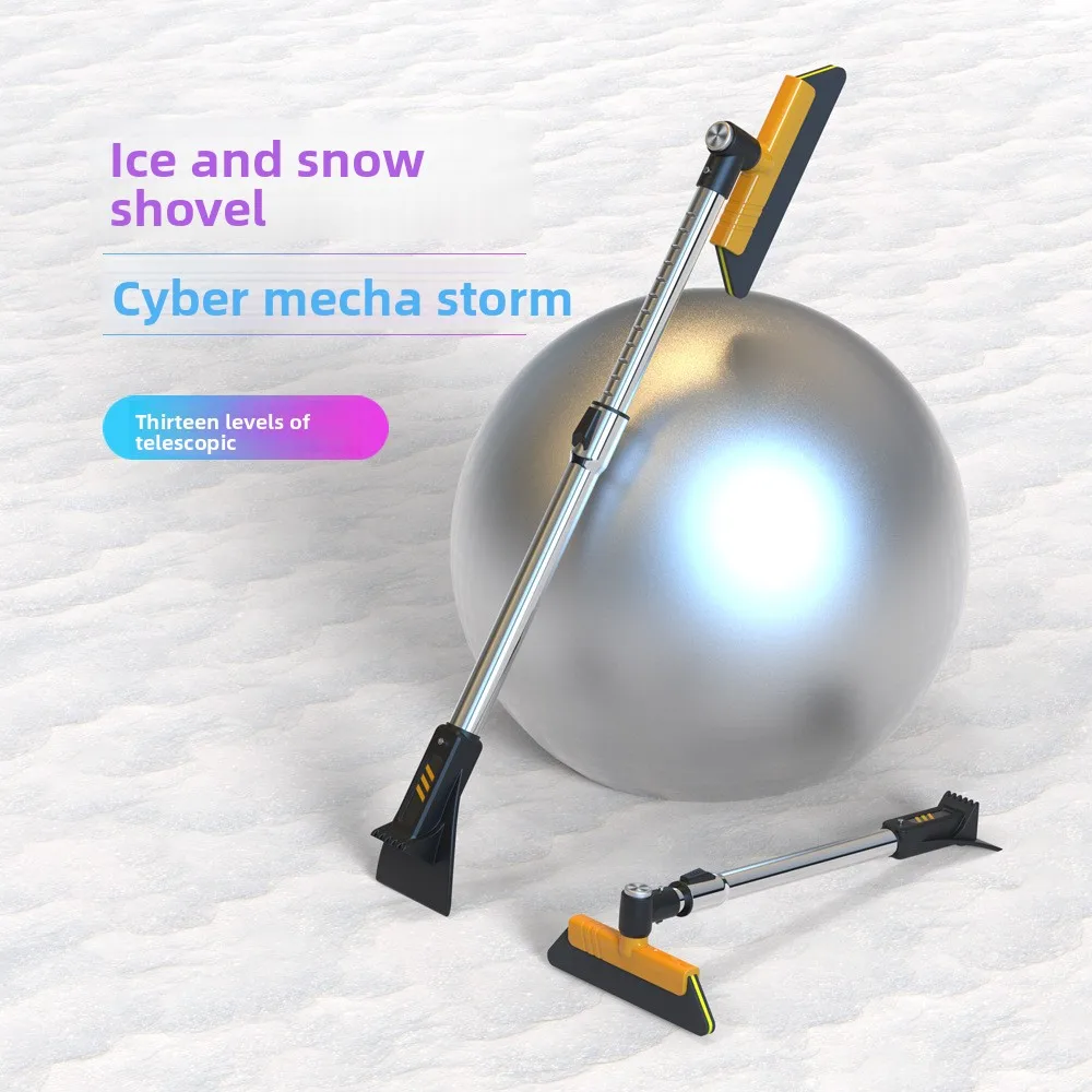 Multi Function Car Snow Shovel Ice Scraper with Telescopic Rotating Handle Detachable Brush for Windshield Frost Removal in