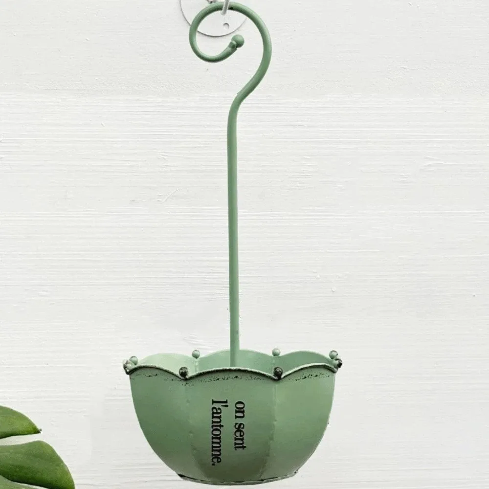 Plants Vases Vintage Umbrella Planter European Styles Decorative Hanging Flower Pot Iron Farmhouses Flower Basket Garden Decor