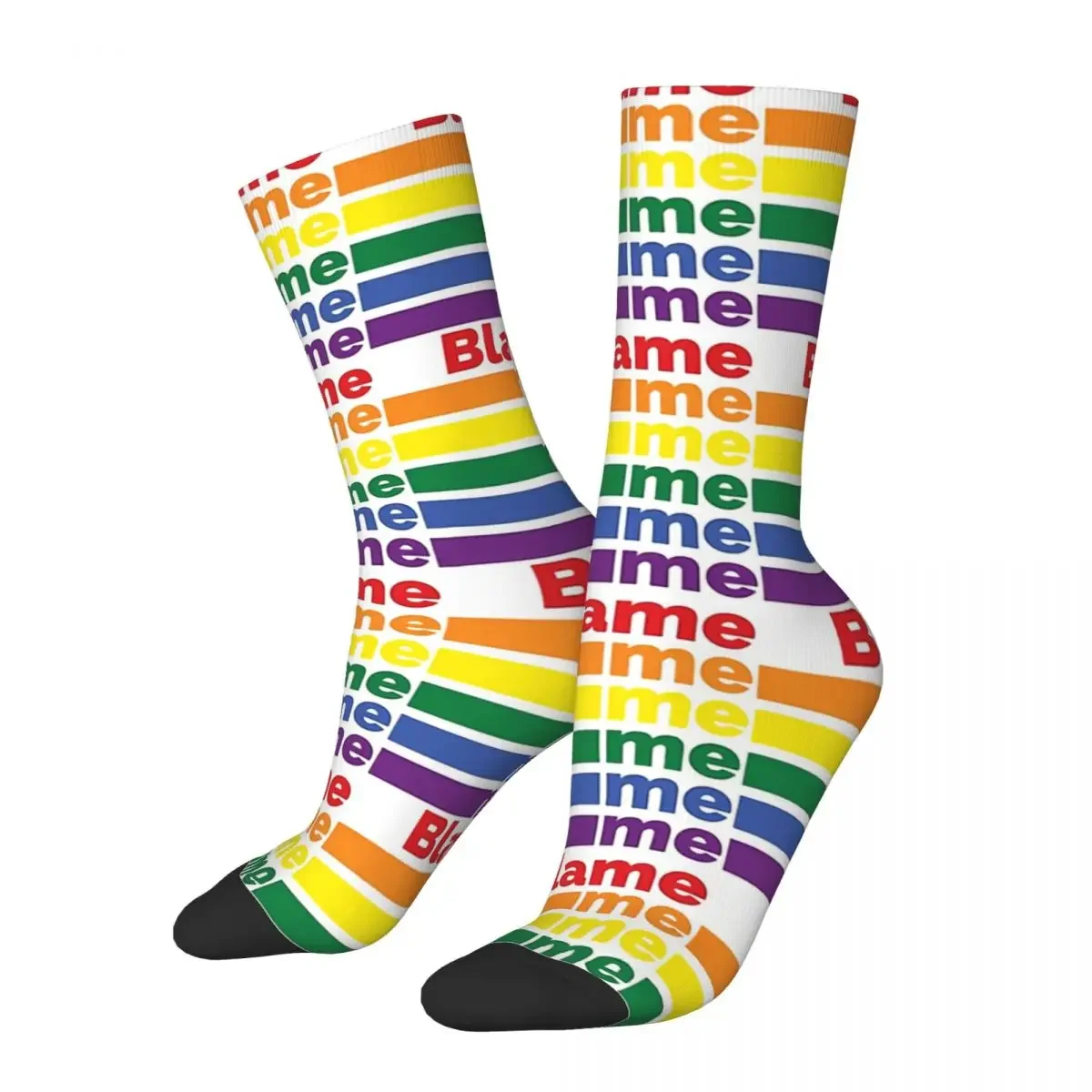 

Funny Socks for Men Women Blame Me Retro Harajuku LGBTQ Pride Hip Hop Novelty Street Style Crew Crazy Socks Summer