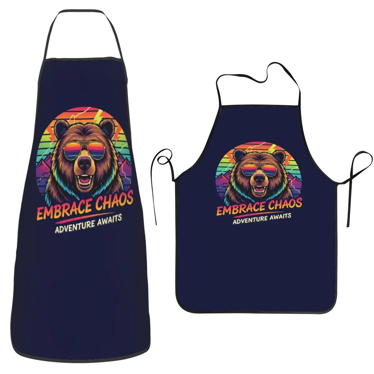 Embrace Chaos Adventure Awaits Bear Design Aprons Chef Cooking Tablier Waterproof Bib Kitchen Cleaning Pinafore for Women Men