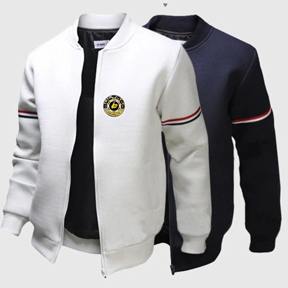 Bultaco-Jaqueta bomber masculina com gola de carrinho motociclista, Zipper Roupa esportiva, moda casual, ao ar livre, primavera, outono, novo