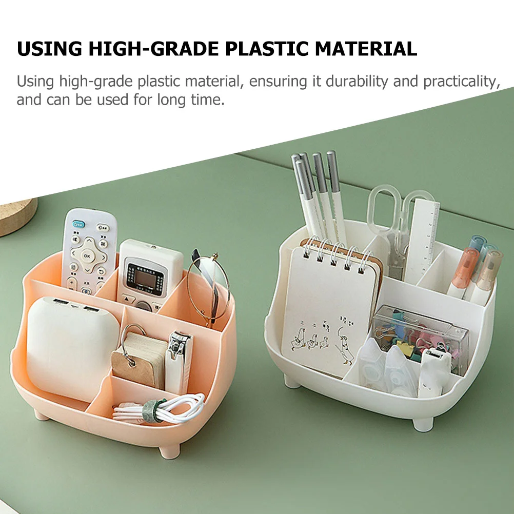 Desktop Storage Box Modern Style Stationery Holder Organizer Multi-function Phone Stand Plastic Office Container