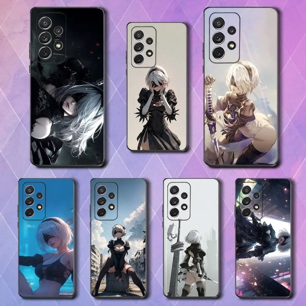 

Game N-NieR A-Automata-2B Phone Case For Samsung S25,S24,S23,S22,S21,S20,S10,Ultra,Plus,Lite,FE,Soft Silicone Black Cover