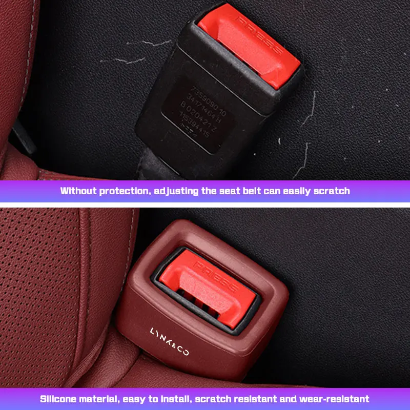 مقعد السيارة حزام مشبك حامي اكسسوارات ل LYNK & CO 01 02 03 + 05 06 09 PHEV 09 MHEV السيارات حزام أمان المقبس غطاء للحماية #2