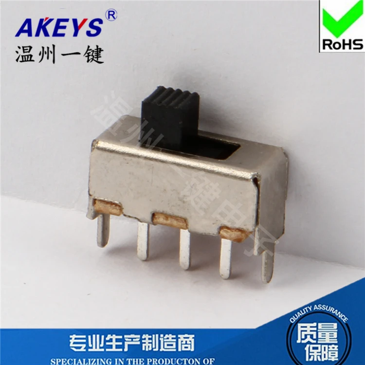 10Pcs SS-12F44 1P2T 3Pin Handle Height 2/3/4/5/6mm With or Without 2 Fixd Pin SPDT Vertical Slide Switch 0.5A 50VDC