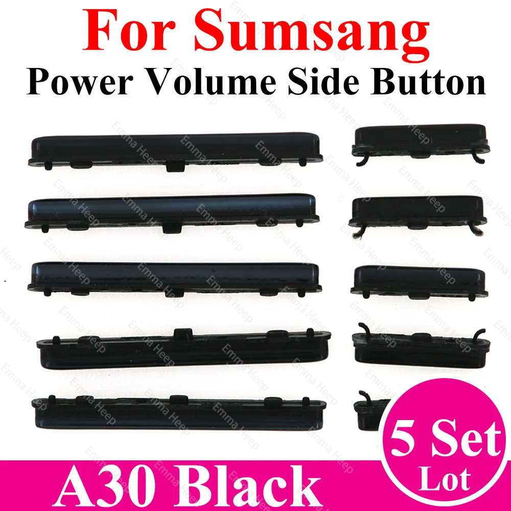 5Set Power Volume Side Button Key For Samsung A20 A20s A21s A30 A30s Phone Housing On Off Up Down Replace Repair Parts