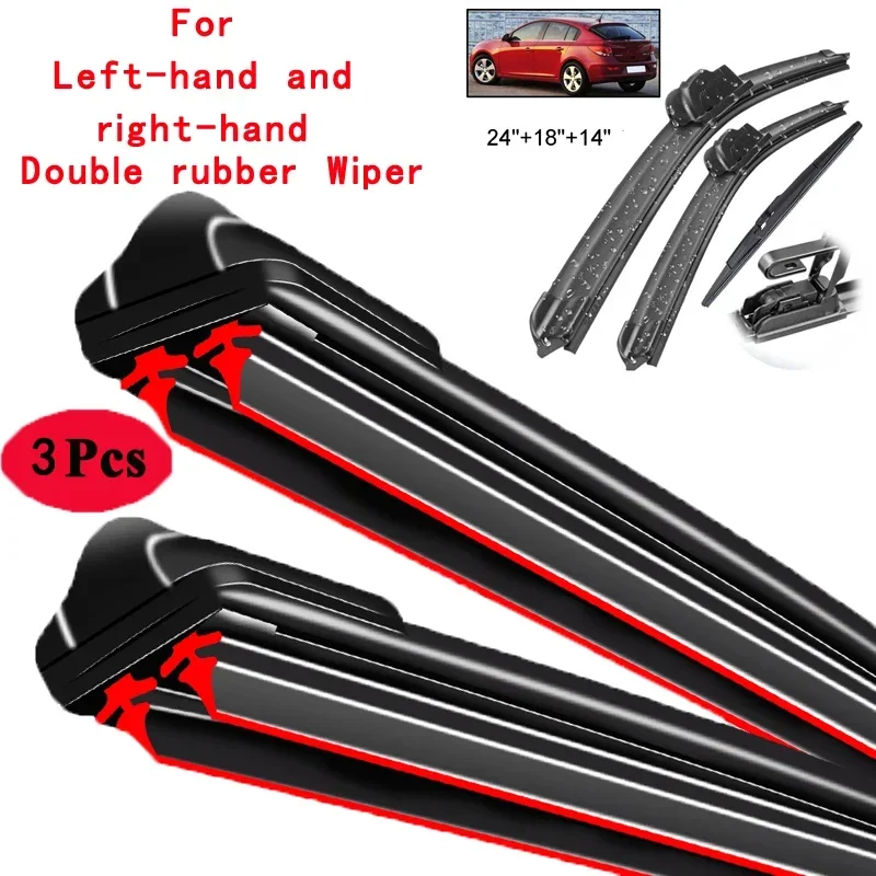 

Car Wiper Front & Rear Wiper Blades Set For Chevrolet Cruze Hatchback J300 2008-2015 Windshield Windscreen Brushes 24"18"14"