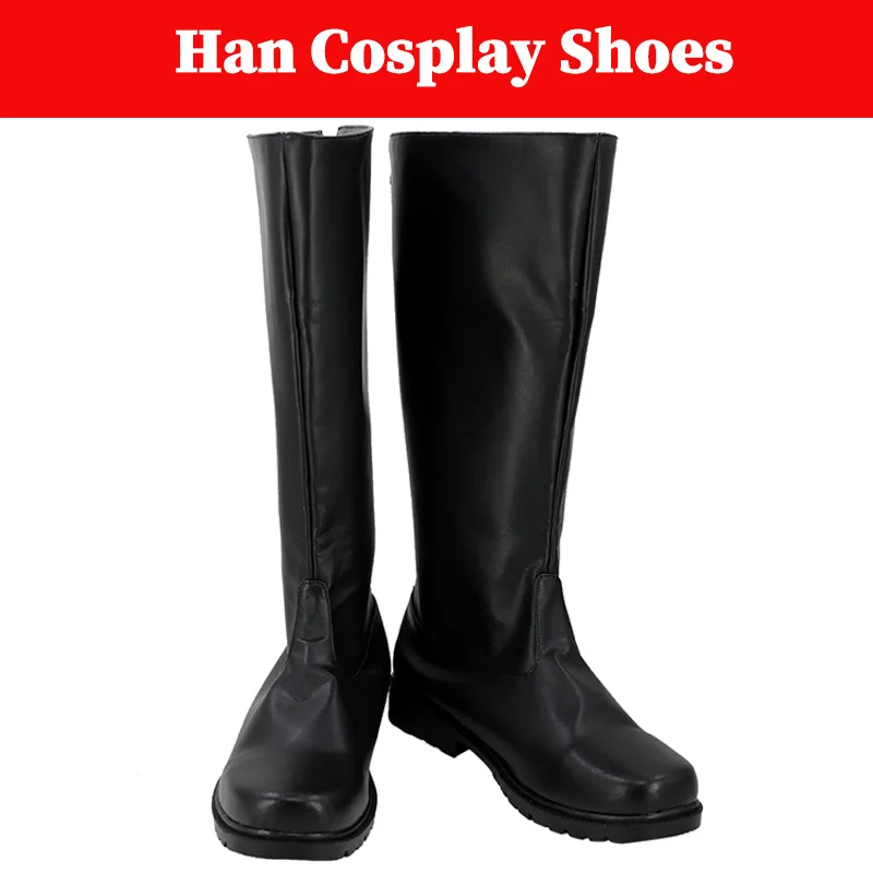 

Han Cosplay Men Black Long Boots Costume Props Movie Space Battle Disguise Shoes Adult Men Roleplay Fantasia Halloween Footwear