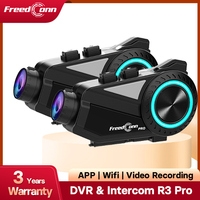 Freedconn R3 Pro Helmet Bluetooth Headset Group Motorcycle Intercom 2K Dash Cam Motor Auto DVR WiFi App 1440P Music Share