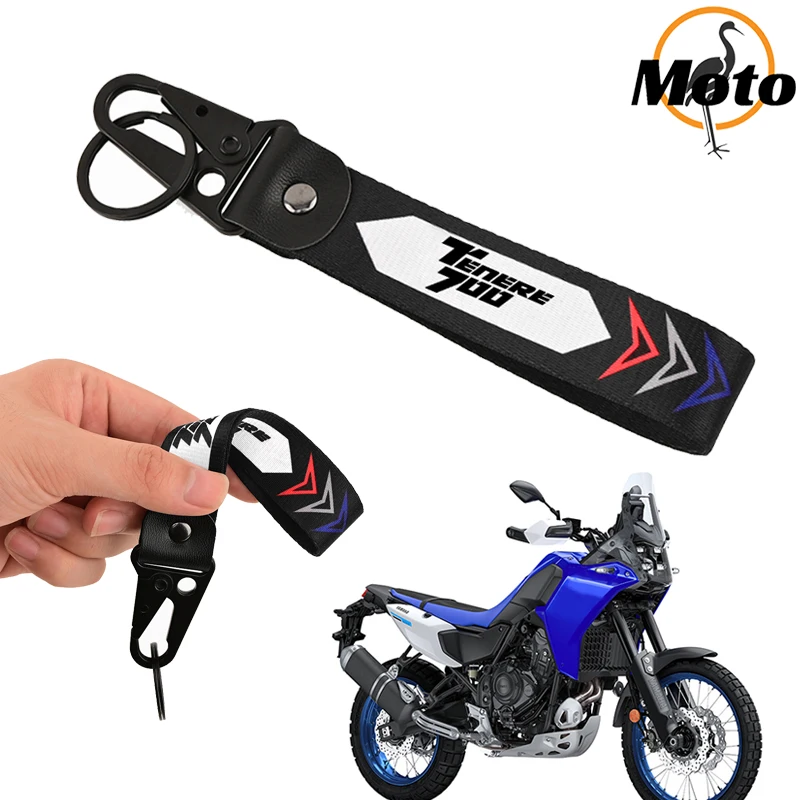 

For Yamaha Tenere700 T7 Rally Tenere 700 SUPER TENERE 2022-2026 Motorcycle Embroidery KeyRing Ribbon Lanyard KeyChain Key Holder