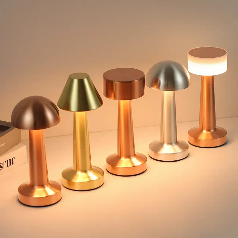 2  Pieces Nordic Light Luxury Metal Desk Lamp Touch Control Retro Dumbbell Shape Creative Bedside Reading Light for Bedroom