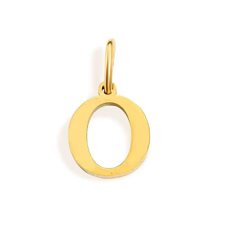 26 Buchstaben Alphabet Initiale 10 mm Charm Anhänger Schmuck Gold Edelstahl Einfache PVD vergoldet DIY Halskette Armband Schmuck