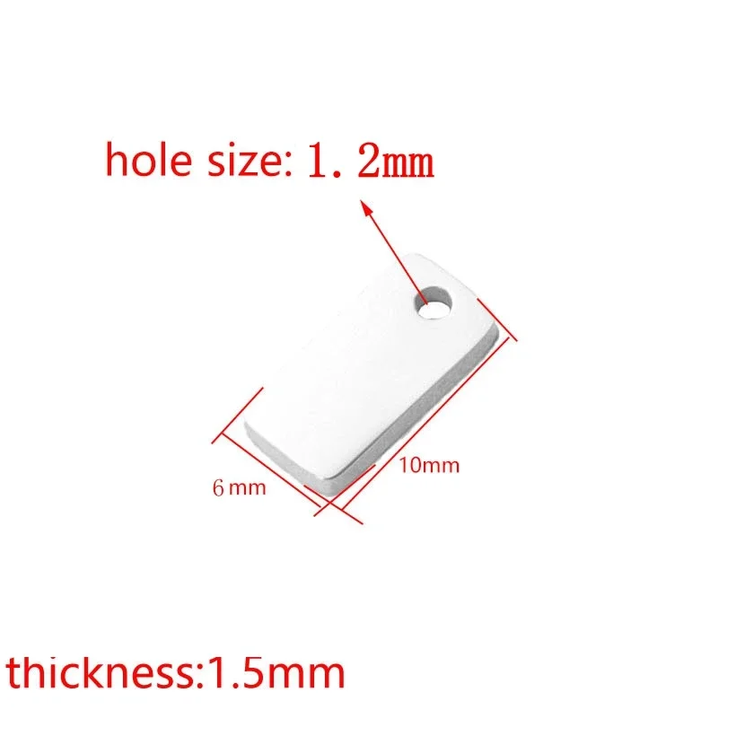 6x10mm Blank Rectangle Charms Tags For Engrave Logo Connector Charms Mirror Polished Stainless Steel DIY Jewelry 20piece/lot