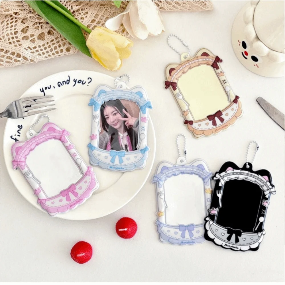 Simpatico portafoto idol da 3 pollici Portafoto in PVC con display per foto Kpop con portacarte a catena