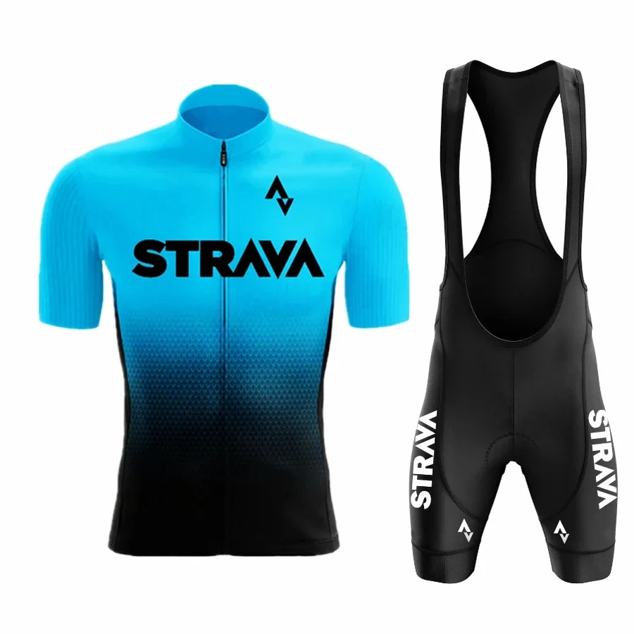 2024Strava Pro Bicycle Team Short Sleeve Maillot Ciclismo Men\'s Cycling Jersey Sets Summer Breathable Cycling Clothing Suit