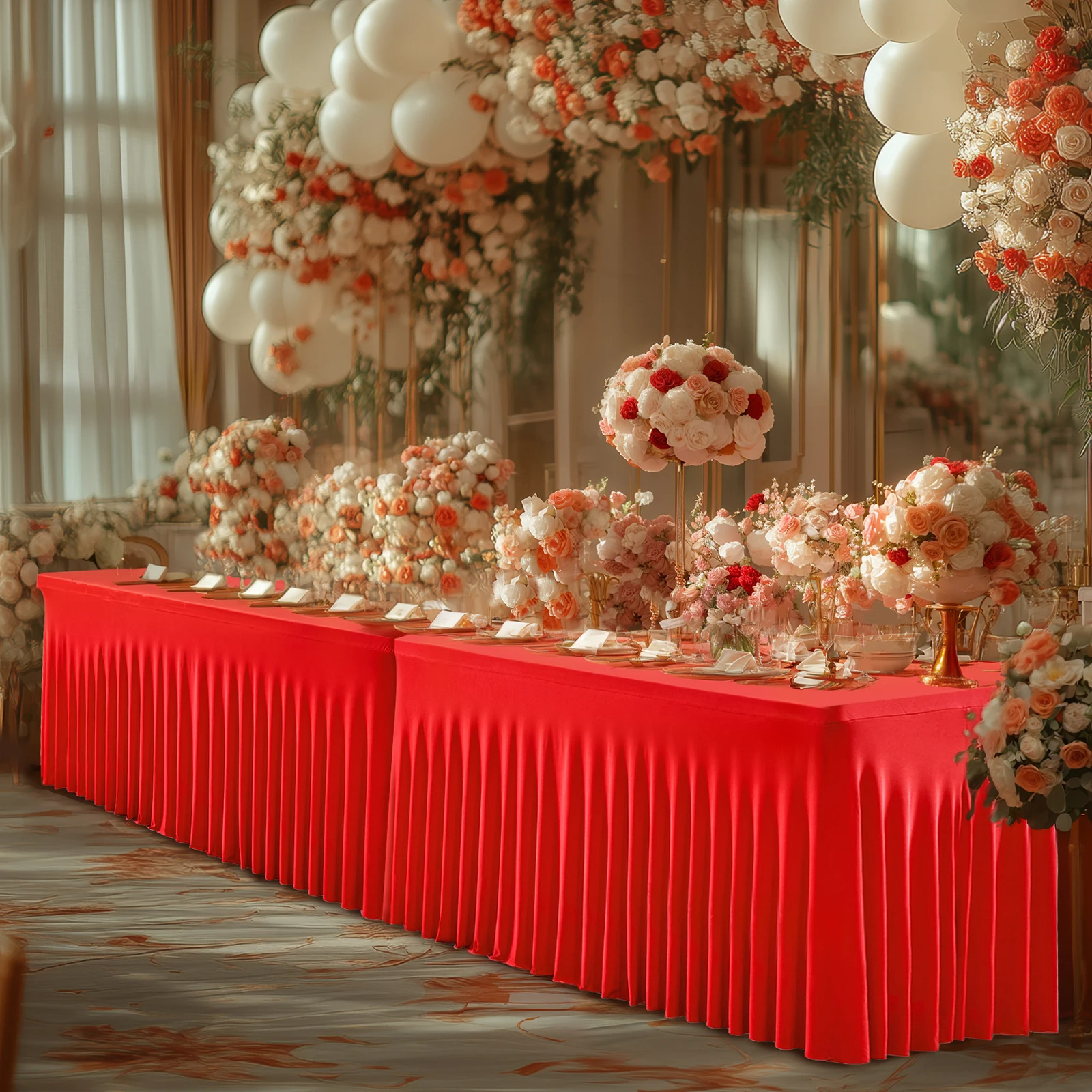 Table Skirts for Rectangle Tables Soft Stretchy Tablecloth Wrinkle Resistant Table Cover for Banquet Prom Wedding Table Skirt