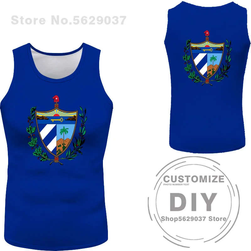 CUBA Vest Diy Free Custom Made Name Tank Top Nation Flags Spanish Country Cu Ernesto Guevara Print Photo Cuban Sleeveless Shirt