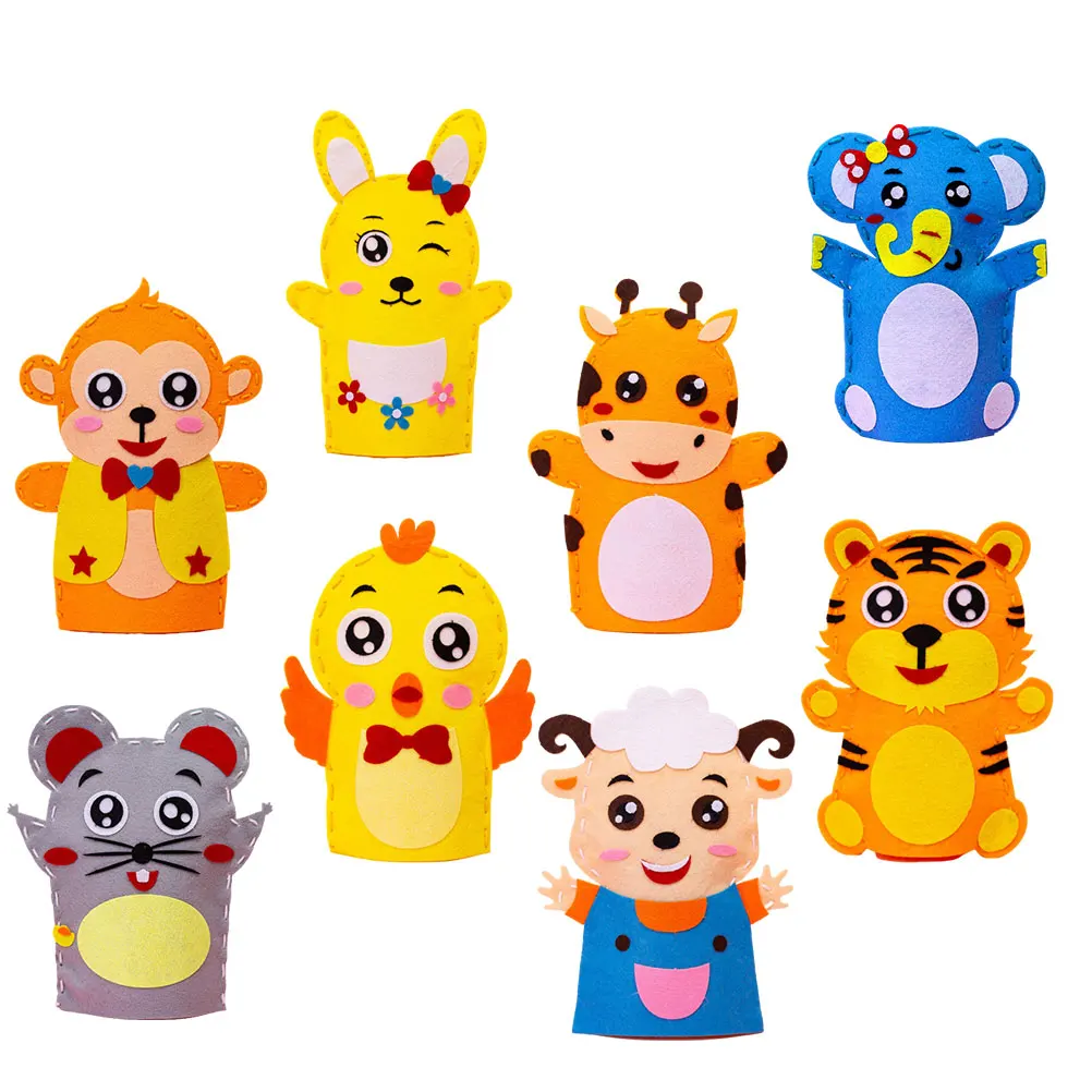 

8 Pcs Hand Puppet Material Bag Kids Craft Kits Sewing Beginners Toys Toddlers Felt Fabric DIY Educational Early Development