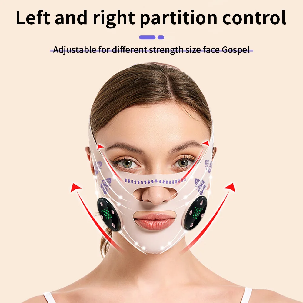 Customizable  V-Face Lifter EMS Facial Massage Belt Double Chin Remover Face Slimming V Line Lifting Mask Anti Wrink