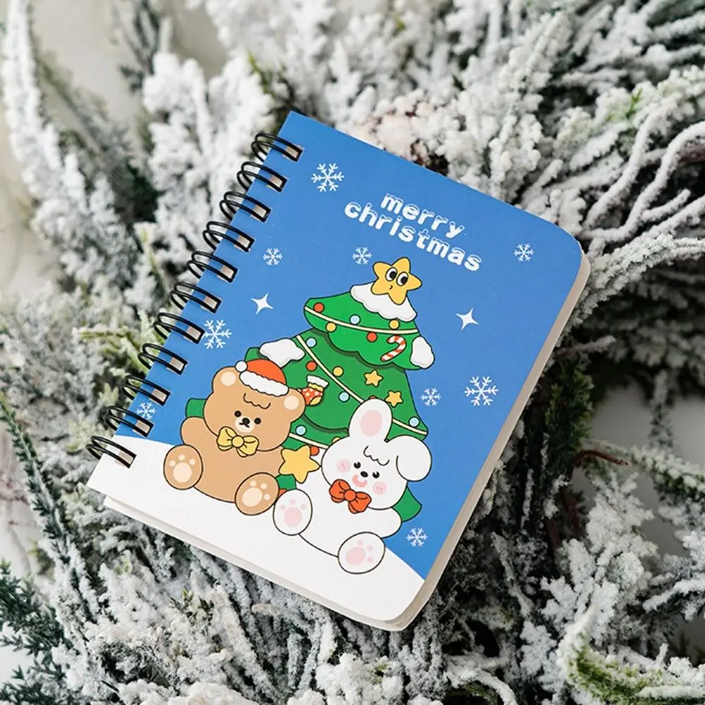 4 pz/set Staccabile Bobina Di Natale Blocco Note Addensato Carino Notebook a fogli mobili Cartoon Side-flip Bobina Libro Forniture Per Ufficio