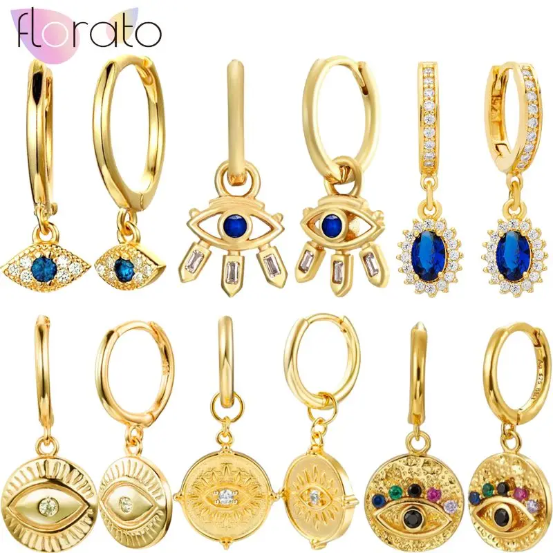 

925 Sterling Silver Ear Buckle Evil Eye Series Huggie Hoop Earrings for Women Demon Eyes Small Pendant Earrings Fashion Jewelry