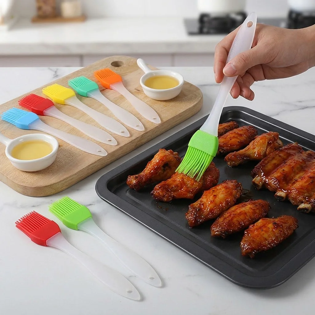 1/6/16/24Pcs Silicone Basting Brush Pack Mixed Tone Kitchen Oil Brushes White Grip Handles for Barbecue Picnic Baking Frying TMZ