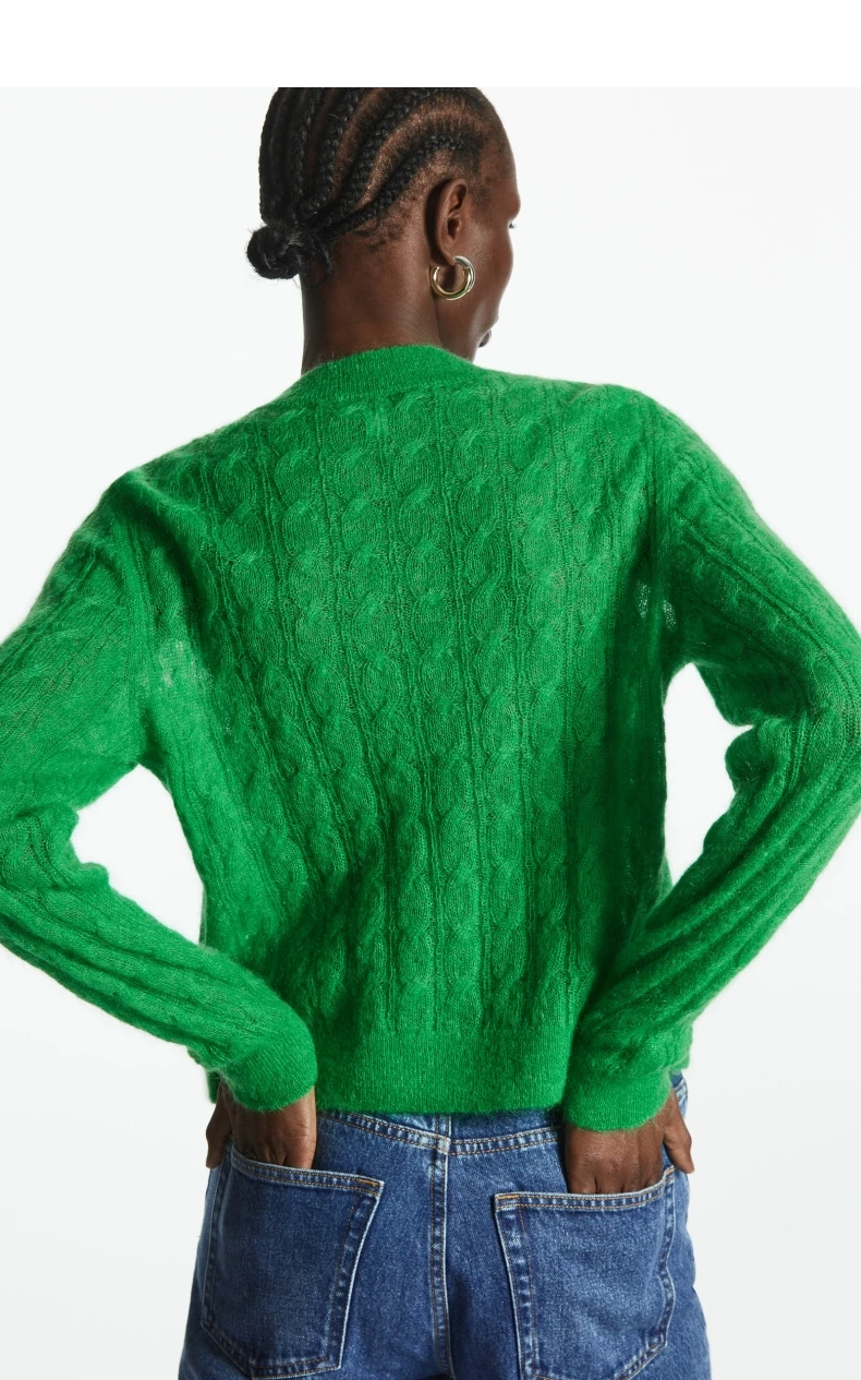 Ethereal 2023 autumn new style of Women\'s standard casual mohair blend twist knit cardigan