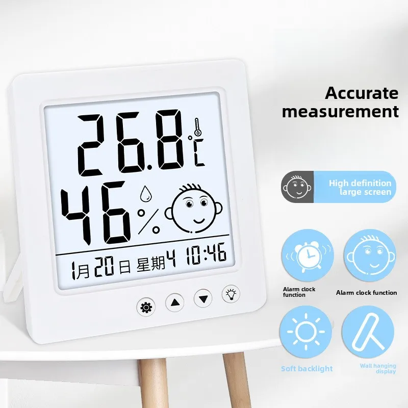 

Indoor Home Electronic Digital Thermometer Hygrometer High Precision Desktop Backlight Alarm Clock 8113