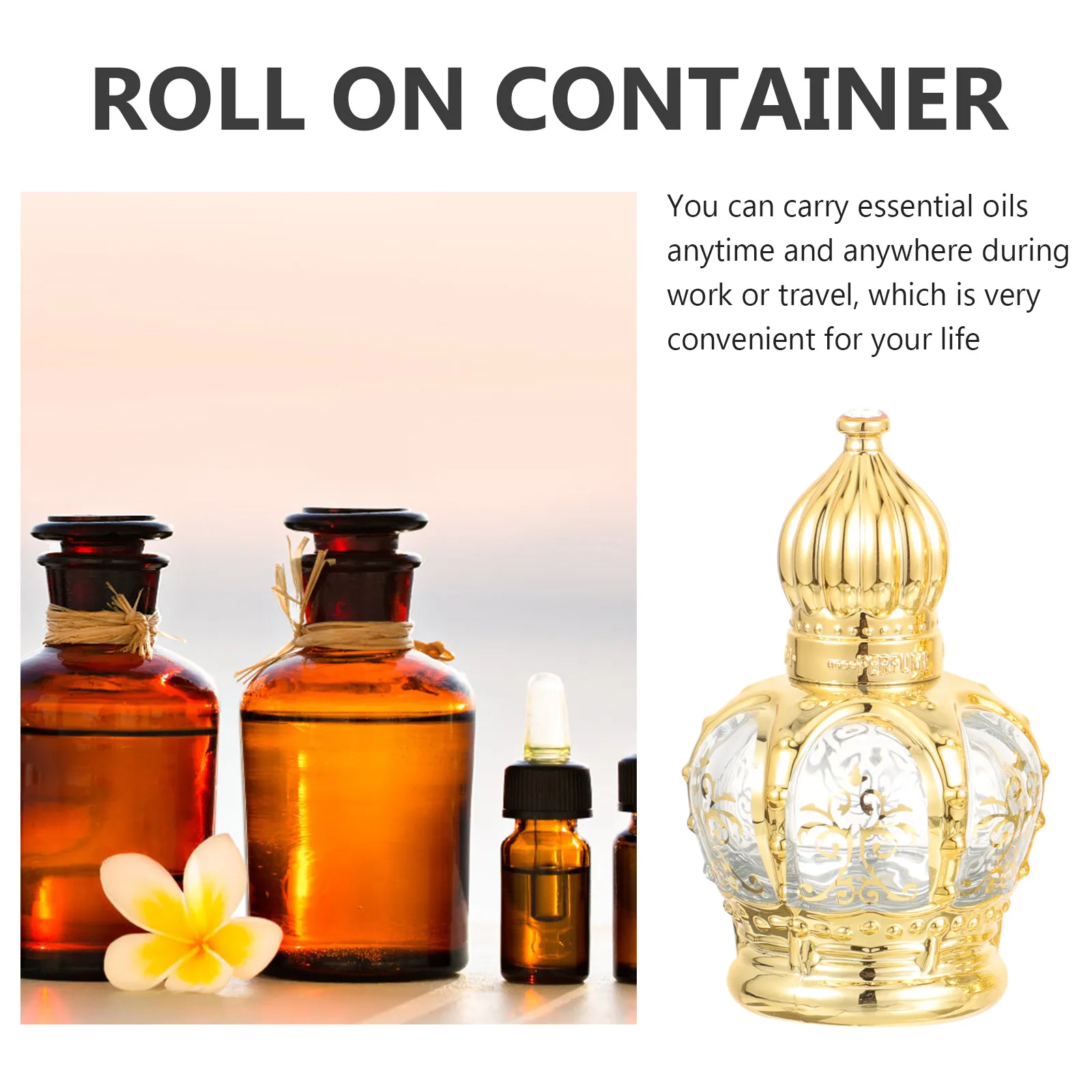 2 個 10 ミリリットルローラーボールボトルガラスエッセンシャルオイル容器詰め替え可能香水旅行教会塗油アロマセラピー用