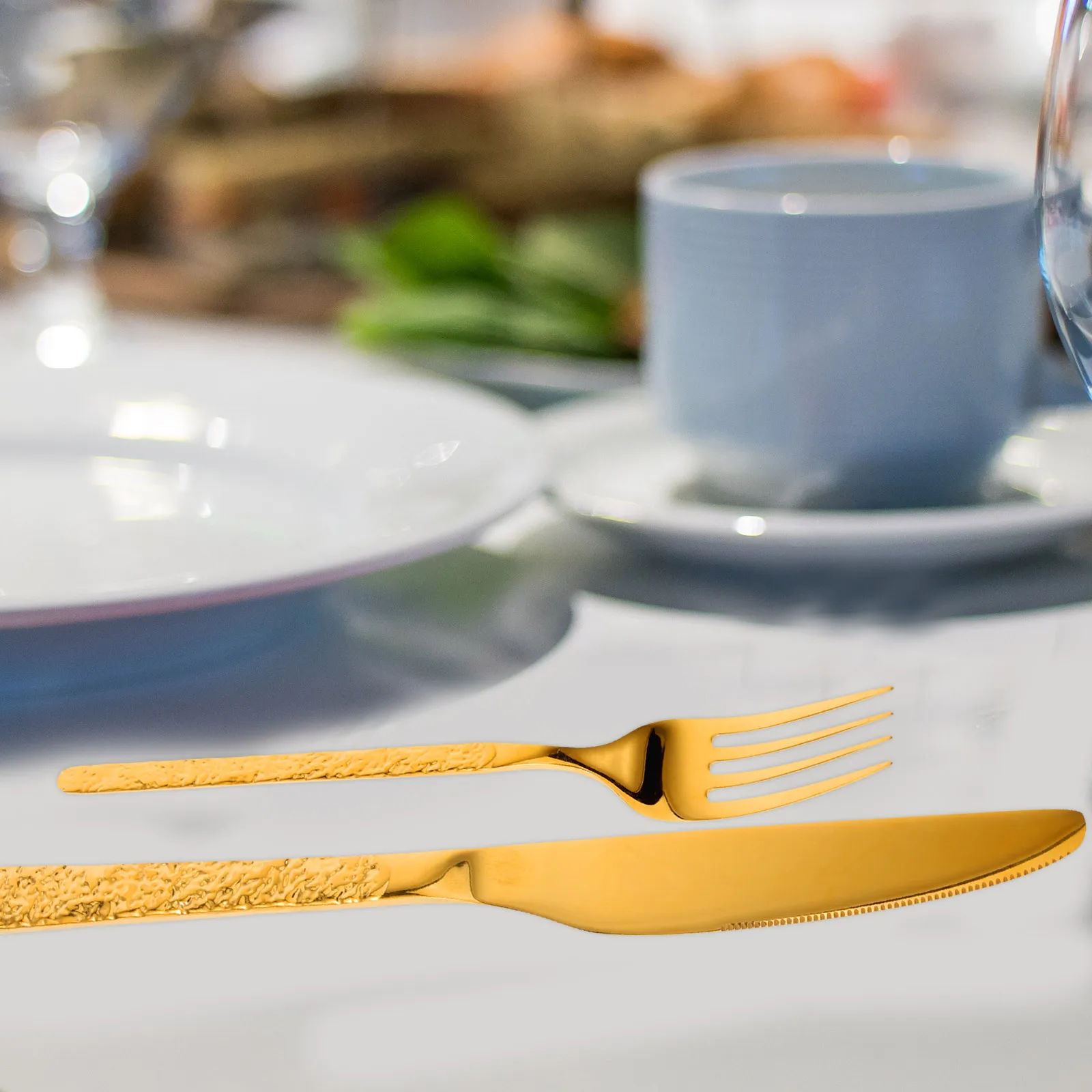 

1Set Stainless Steel Tableware Kit Kitchen Cutlery Fork Spoon Knife Embossed Dinnerware Set Forks Household Cutlery Kit